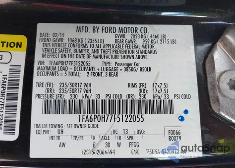 2015 Ford Fusion Se z USA, uszkodzony, nr VIN 1FA6P0H77F5122055